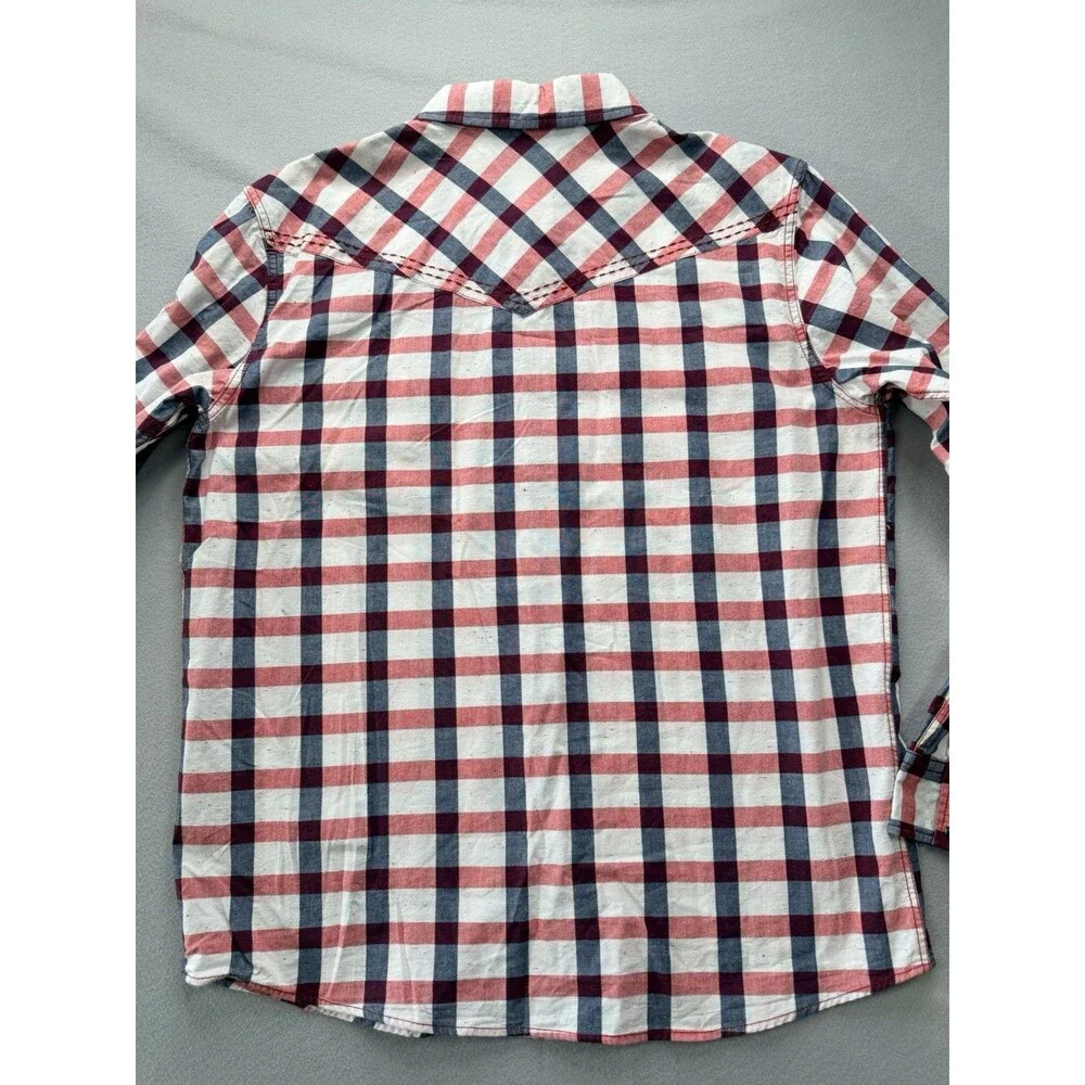 Cody James Western Plaid Pearl Snap Shirt Men’s Large Red Blue Cowboy Rodeo